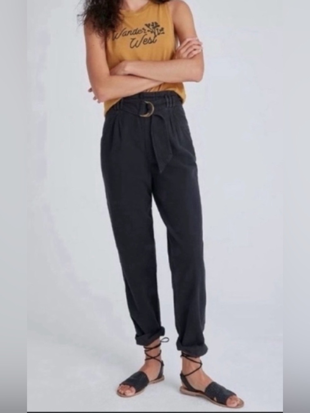 Anthropologie Malin Black Paperbag high Waist Pants NWT XL